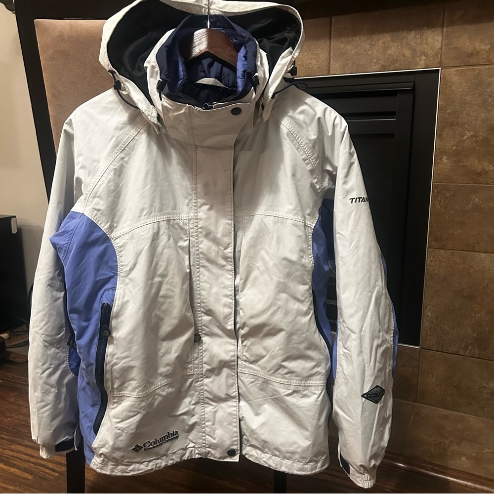Columbia Titanium 3 in 1 Interchangable Blue & White Ski Snow Jacket Size Large
